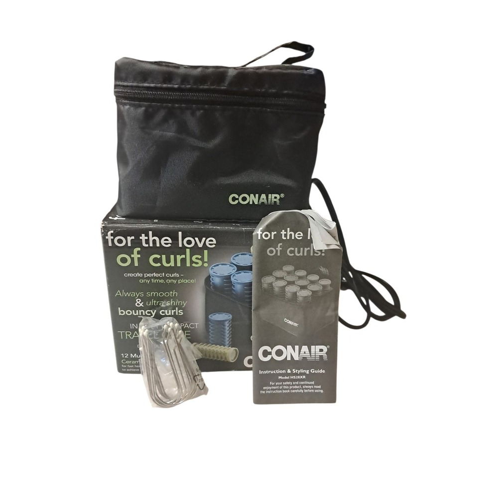 Conair HS28X Instant Heat Compact Styler Setter Hot Rollers Travel Bag 12 curler